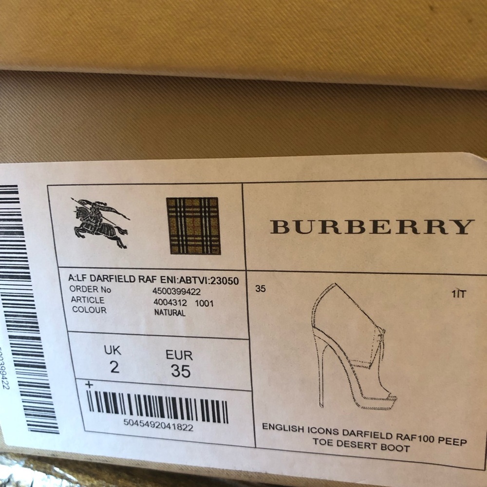 Burberry English Icons Darfield Peep Toe Desert Boot Heels Size 5 EU 35✨ - Picture 16 of 16